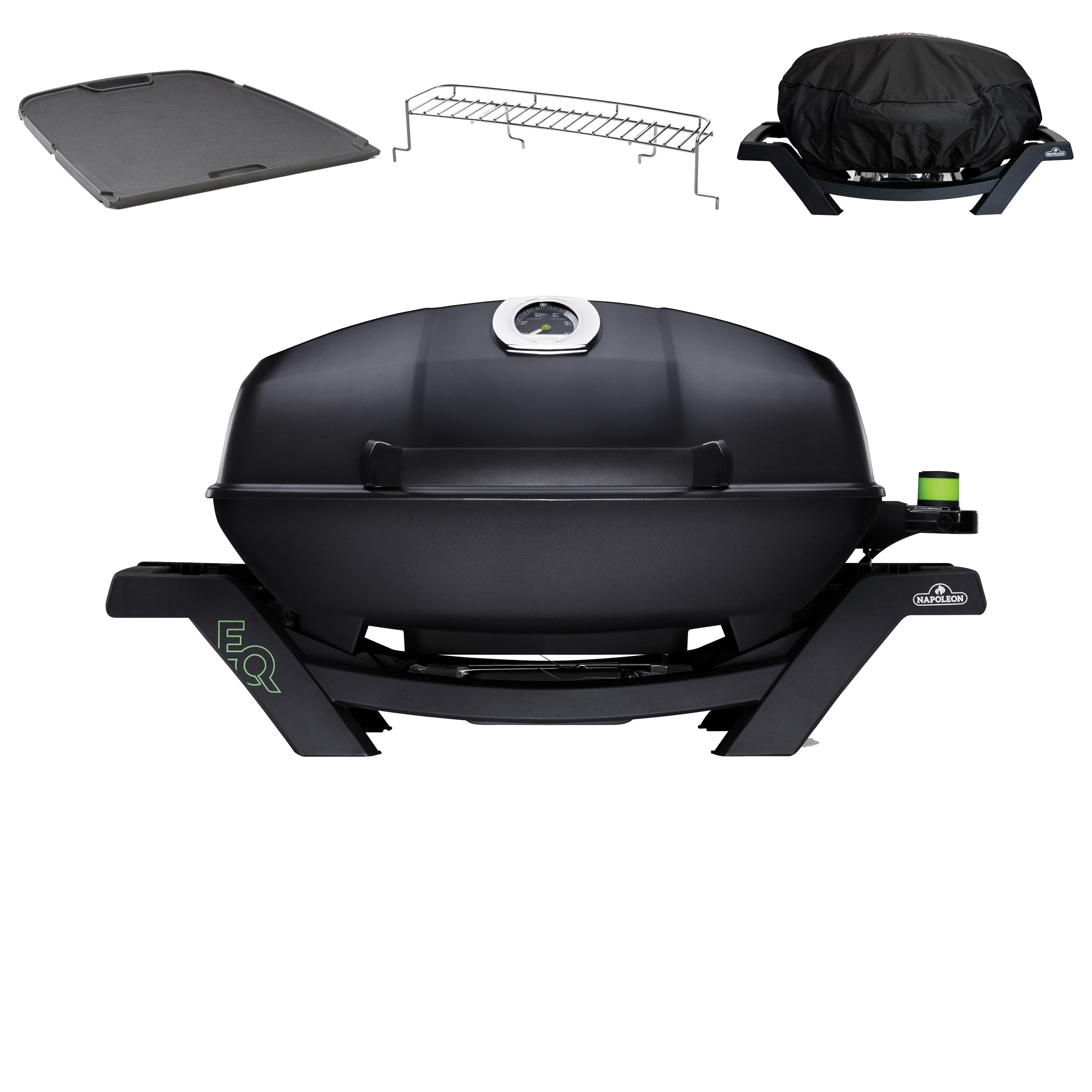 Napoleon TravelQ PRO285E elektrische barbecue black inclusief grillplaat, warmhoudrek en hoes