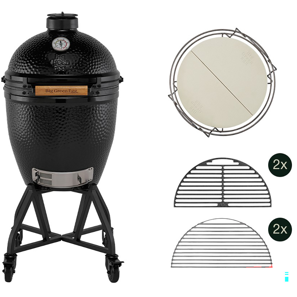 Big Green Egg The Onyx Large Master houtskoolbarbecue inclusief nest, deflector kit en grid