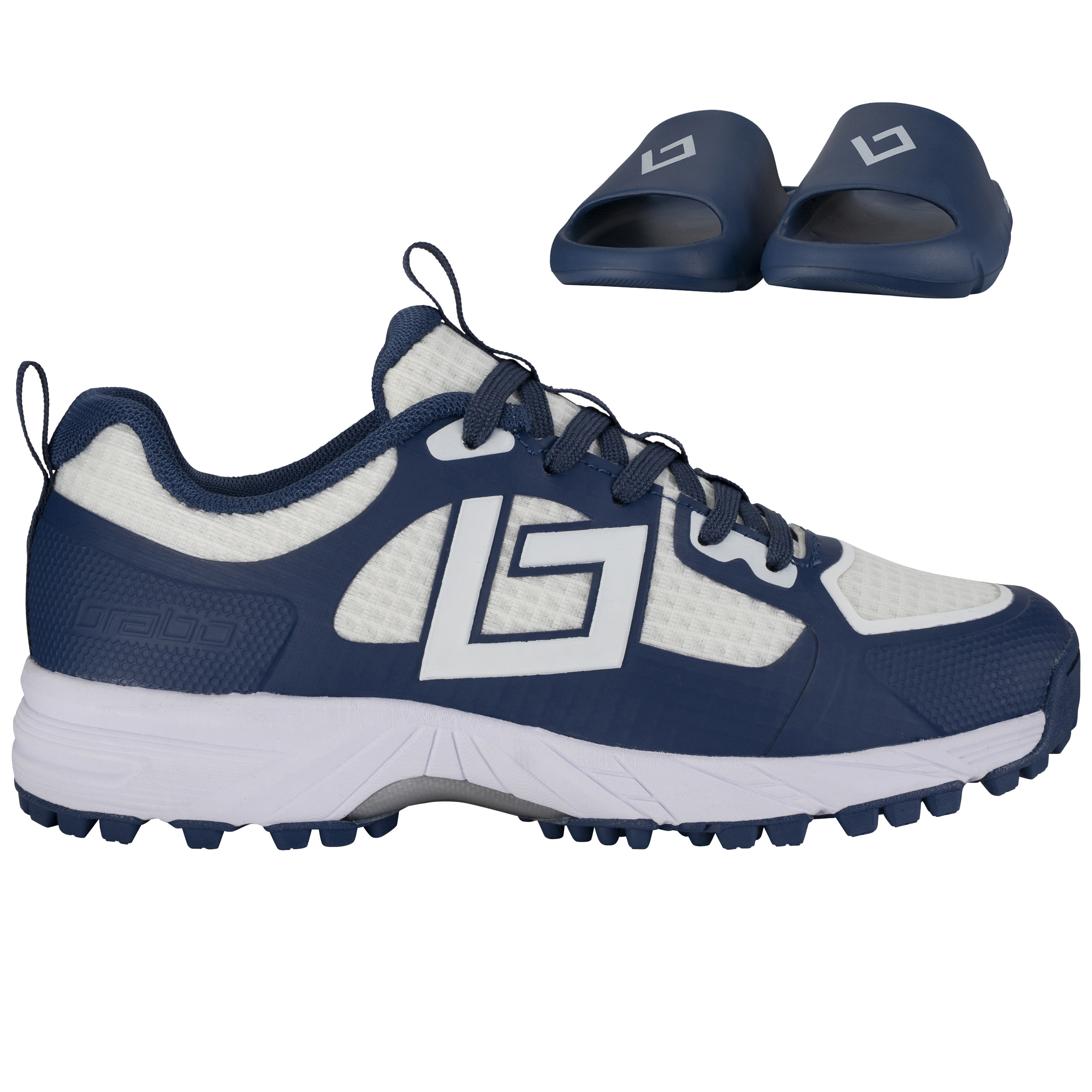 Brabo Tribute hockeyschoenen junior navy white inclusief slippers