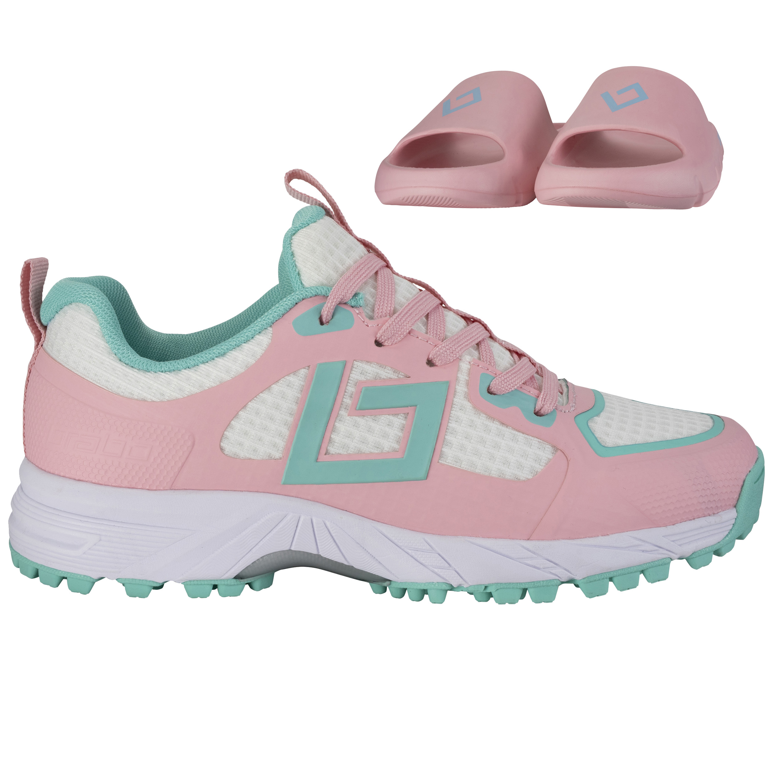 Brabo Tribute hockeyschoenen junior pink aqua inclusief slippers