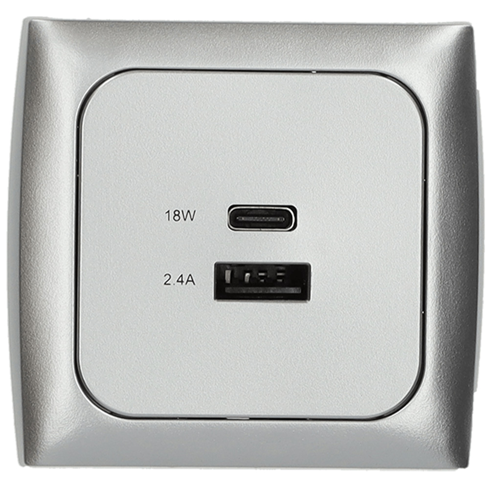 HABA C-line USB A-C contactdoos zilver  