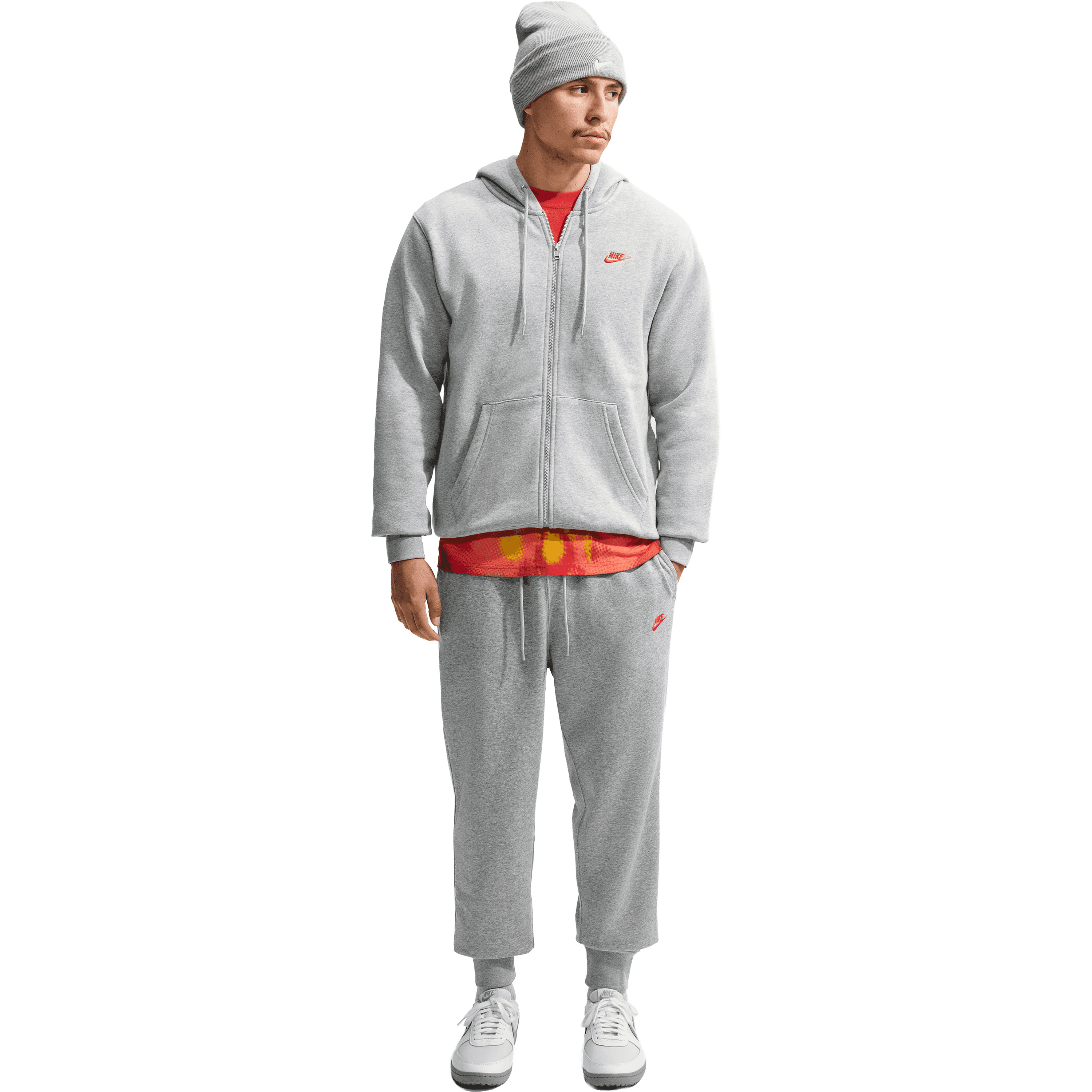 Nike Club joggingbroek heren dark grey heather university red