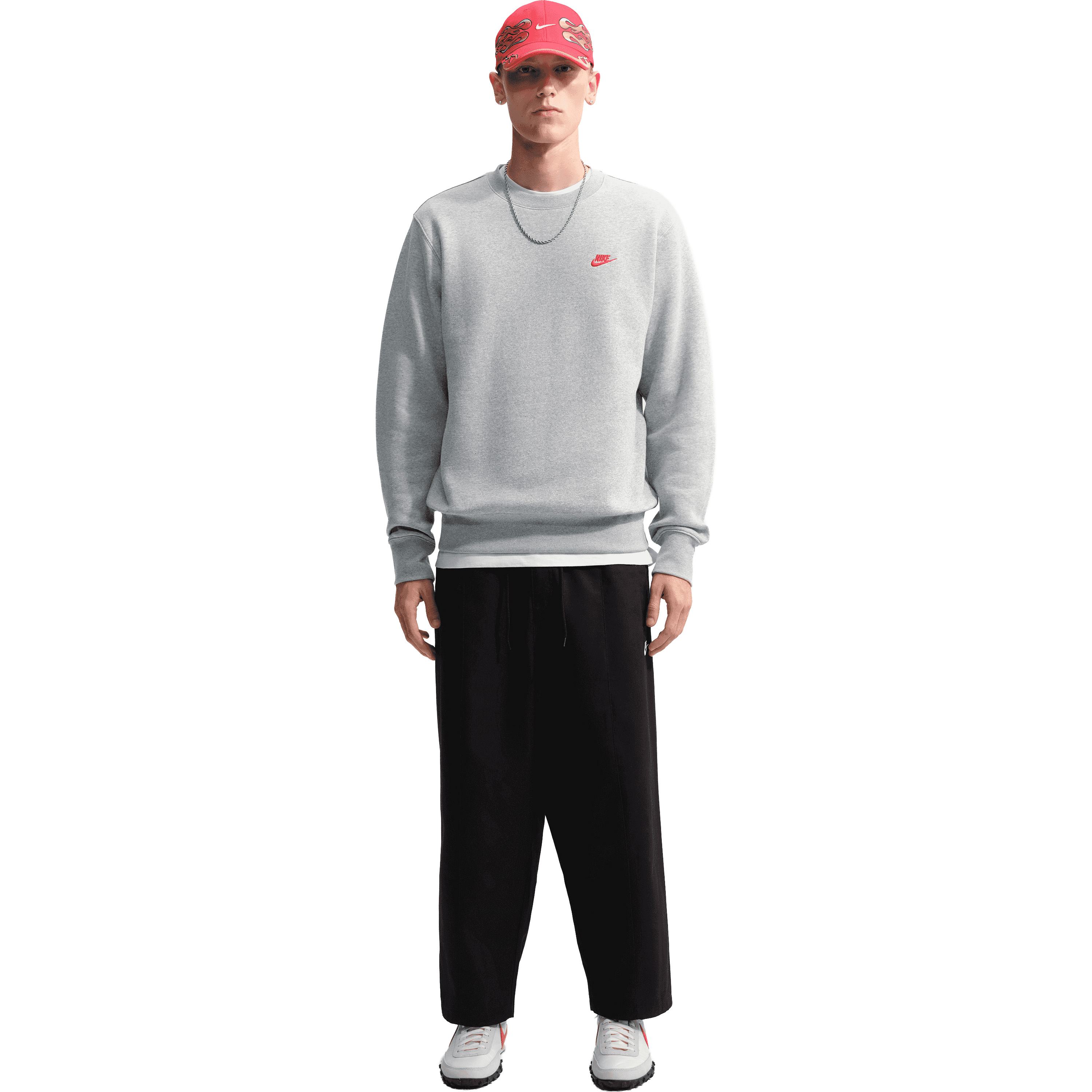 Nike Club sweater heren dark grey heather university red