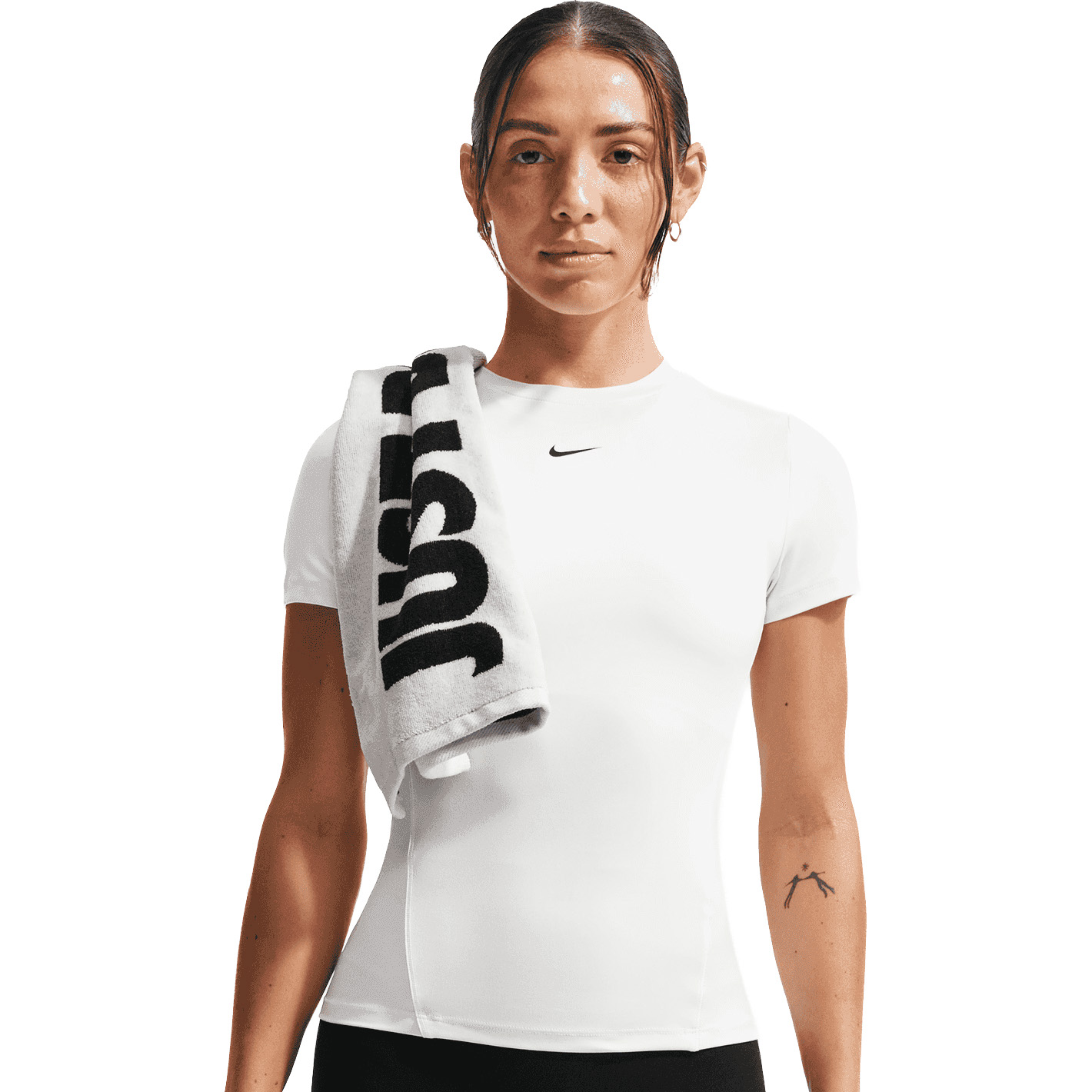 Nike One Fitted shirt dames white black 