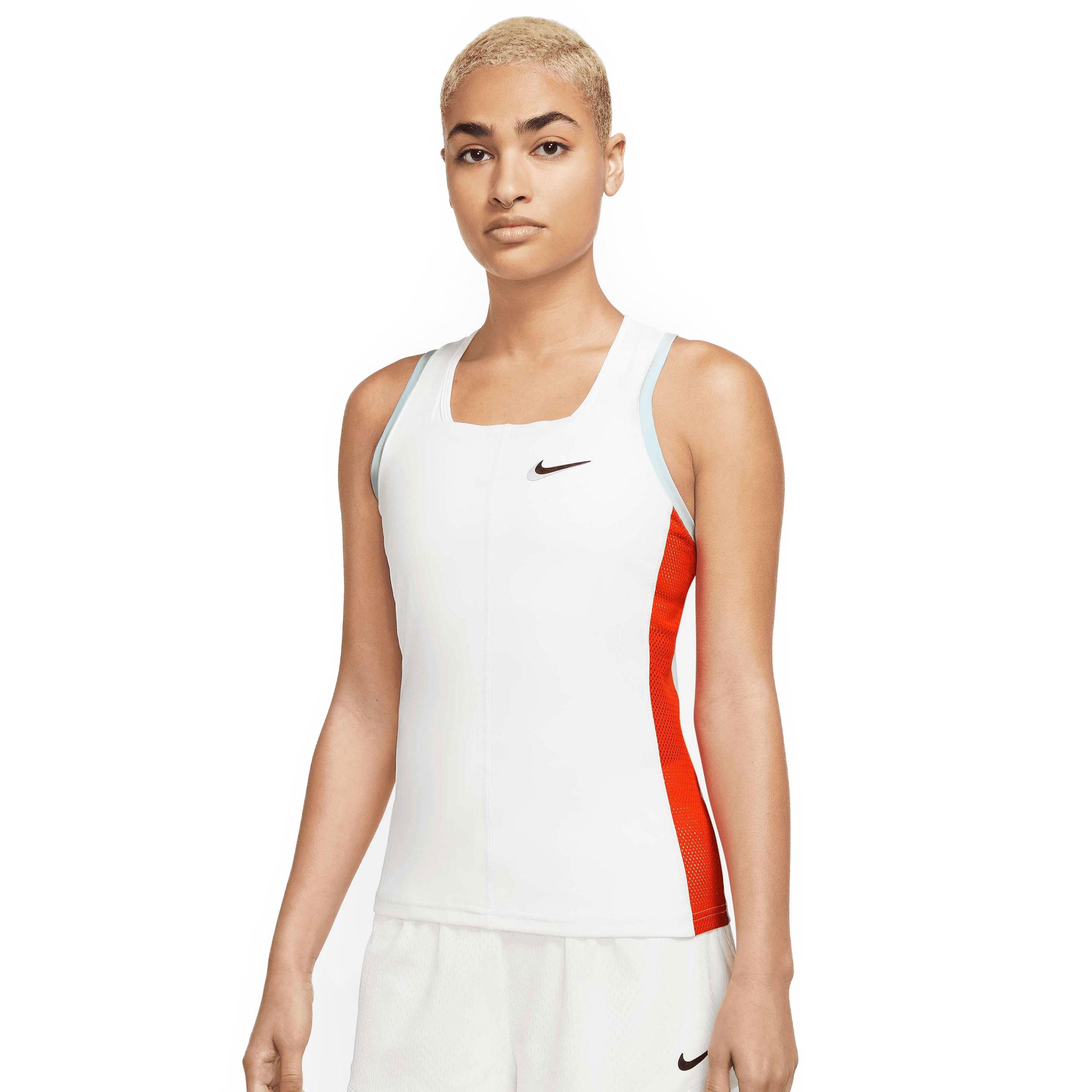 advies Overwegen Birma Nike Court Dri-FIT Slam tennis tanktop dames white orange blue