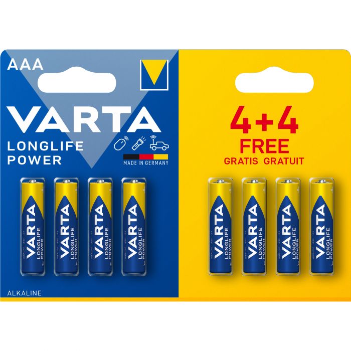 Varta Longlife Power Alkaline AAA/LR03 batterij 8-pack 
