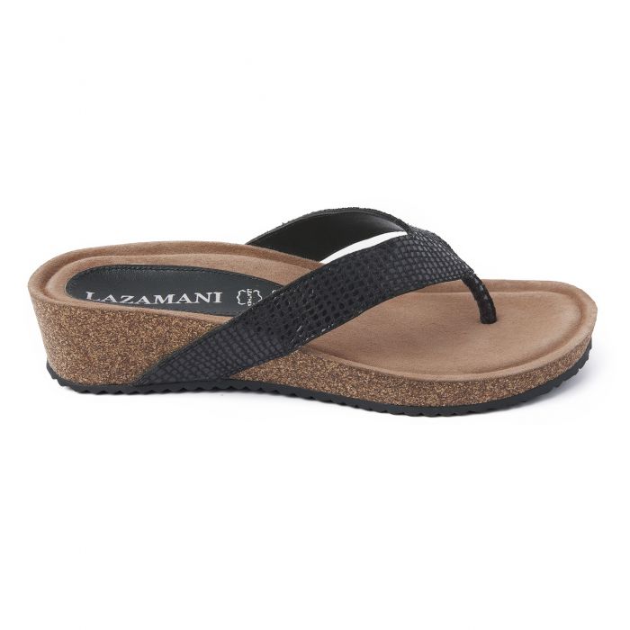 Lazamani 75.485 slippers dames wedge black 