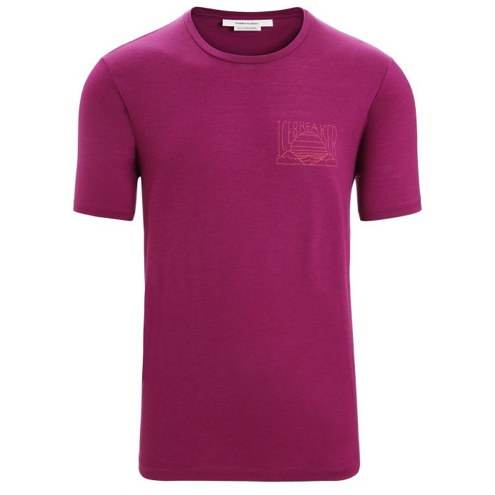 Icebreaker Tech Lite II Mountain Sunset shirt heren go berry 