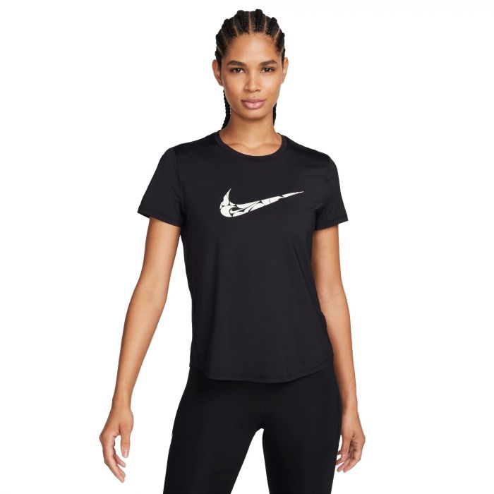 Nike One Swoosh Dri-FIT hardloopshirt dames black white 