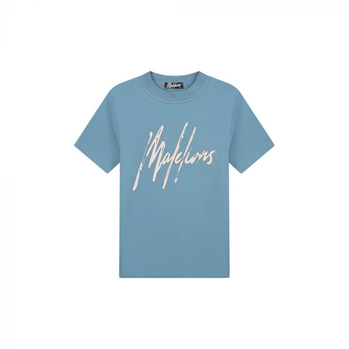 Malelions Destroyed Signature shirt heren slate blue cement 