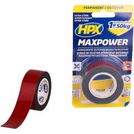 HPX Maxpower dubbelzijdige tape zwart 25 mm x 1,5 meter