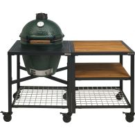 Big Green Egg Medium houtskoolbarbecue met frame en uitbreidingsframe wood wood grid 