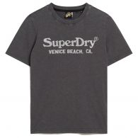 Superdry Metallic Venue Relaxed shirt dames black slub 