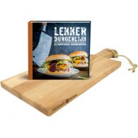 Bowls and Dishes Puur hout serveerplank 38 cm + Lekker Burgerlijk  receptenboek