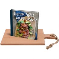 Bowls and Dishes Puur Hout serveerplank 38 cm + Van de grill op de plank receptenboek