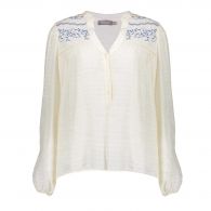 Geisha Embroidery blouse dames off white blue 